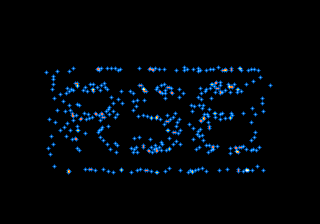 Hundreds of blue particles forming the letters RSE.